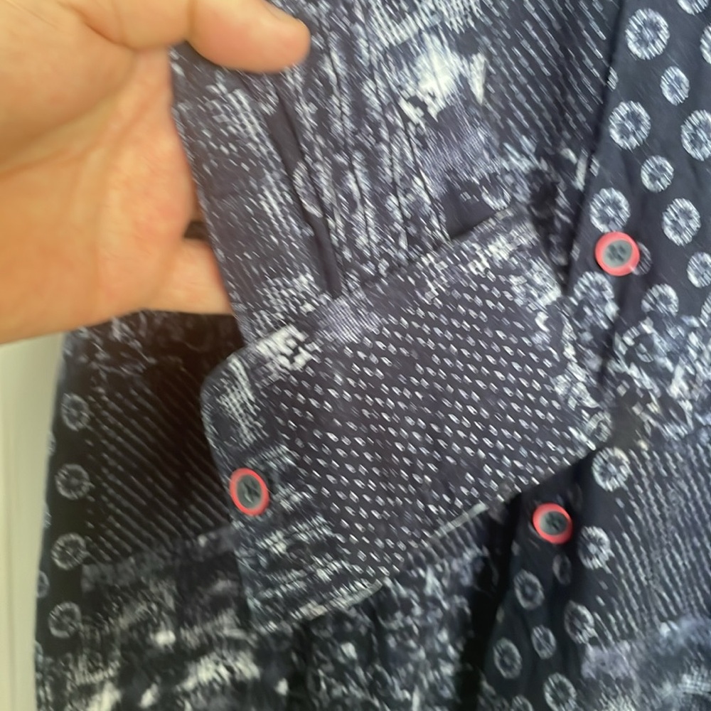 Stone Rose - Navy Patchwork Patterned Shirt - image 4